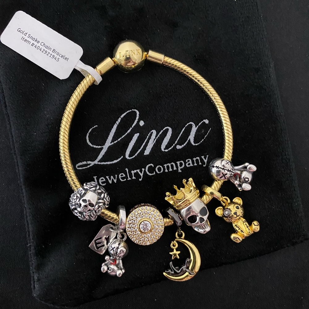 Linx Yellow Gold Bracelet with Skull Themed Charms